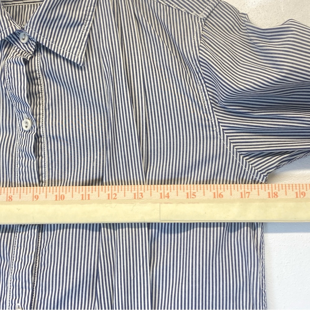 Nili Lotan Shirt Dress Blue White Striped Button Down Front XS long Sleeve - Picture 11 of 16